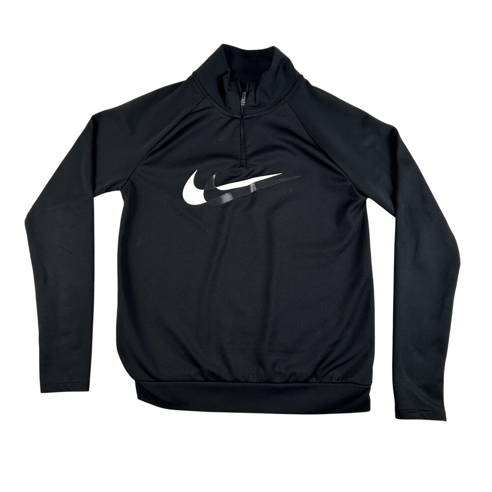 Nike Dri-FIT Running Shirt Womens XS Black 1/4 Zip Pullover Swoosh DD8841-010